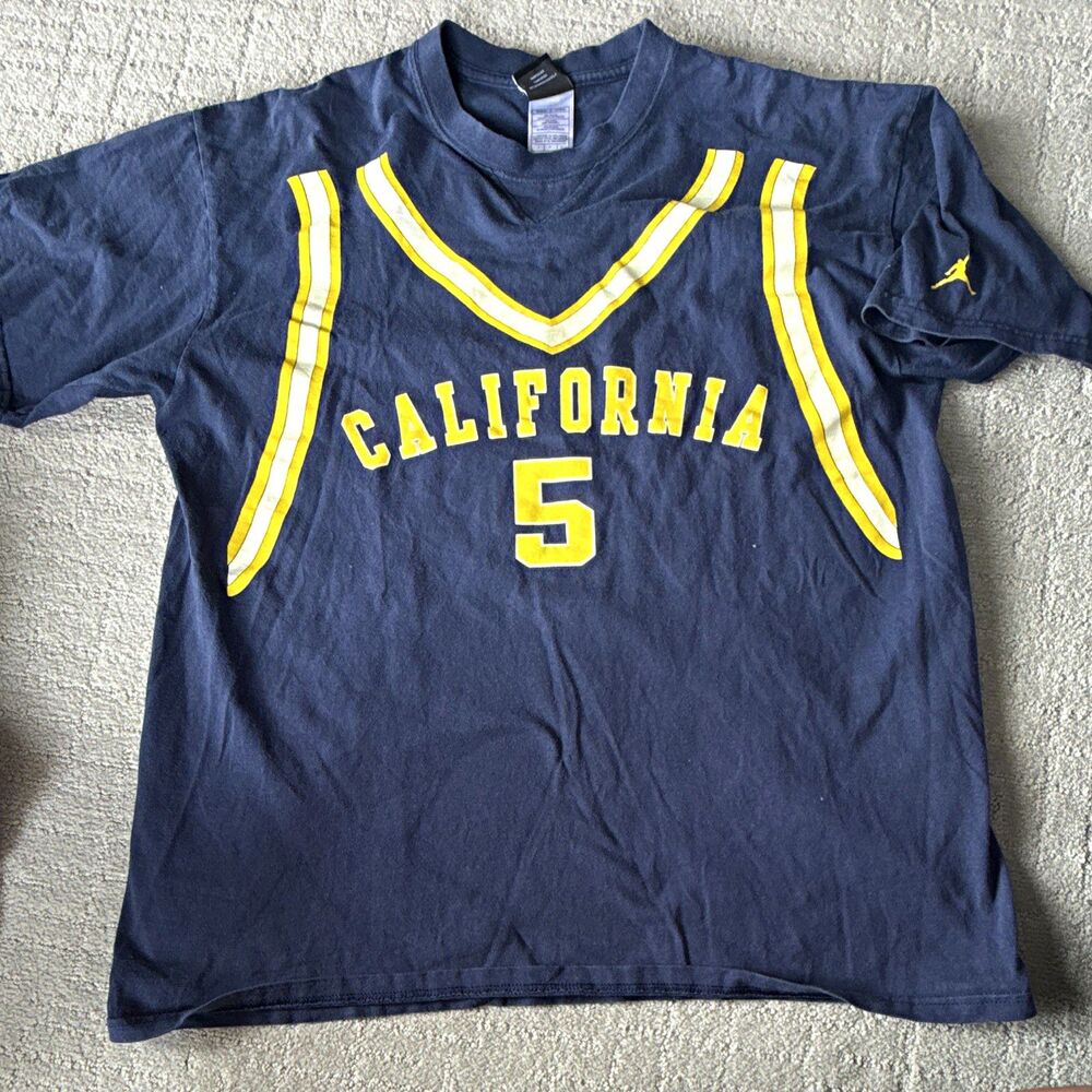 Jordan Men's Blue Yellow Graphic Logo Crew Neck Short Sleeve T-Shirt L KIDD